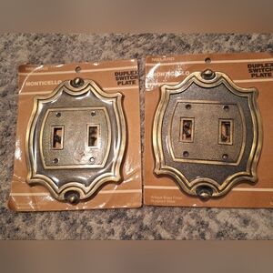Vintage Melard Monticello Duplex Switch Plates in Antique Brass